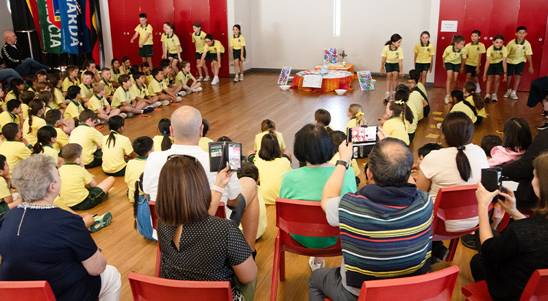 Parents attending a school event at St Angela's Primary School Castle Hill