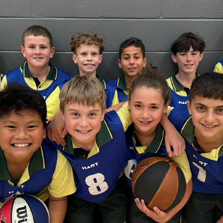 The boys basketball team at St Angela's Primary School Castle Hill